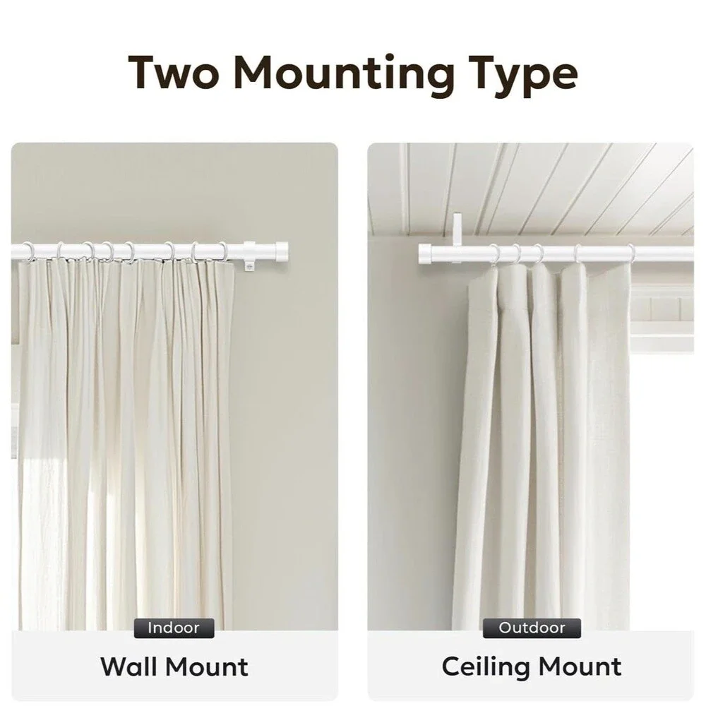 Curtain Rods for Windows 32 to 86 Inch, White Curtain Rod Adjustable Heavy Duty